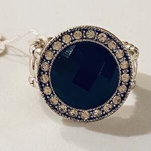 Burgundy Crystal Silver Stretch Ring